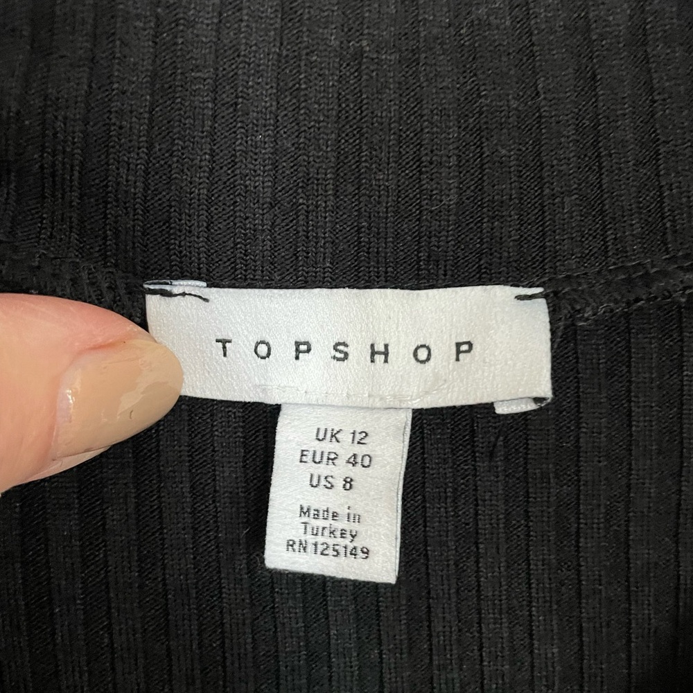 Topshop - Black Ribbed Long Sleeve Knit Dress - Picture 6 of 6